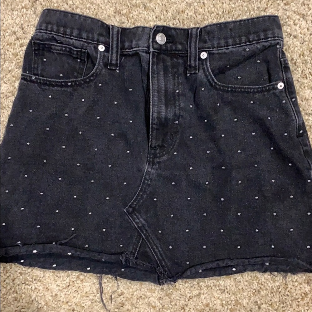 Black denim skirt
